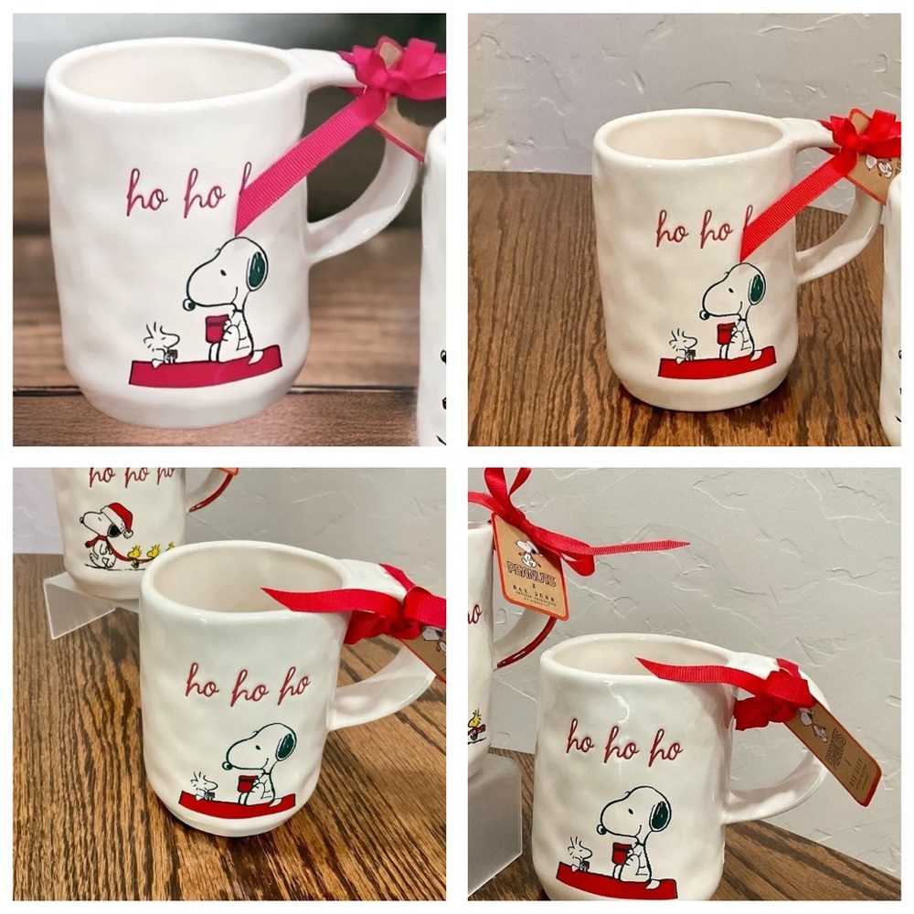 Rae Dunn Peanuts HO HO HO Christmas Holiday SNOOPY AND WOODSTOCK Mug - Picture 2 of 2